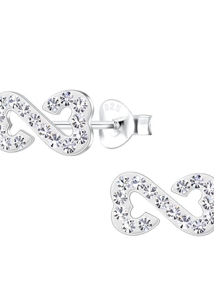 Sterling Silver Heart Infinity Ear Studs