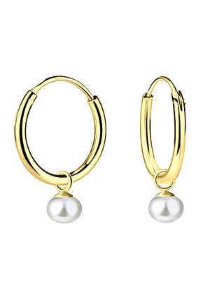 4mm Fresh Water Pearl Sterling Silver Charm Ear Hoops