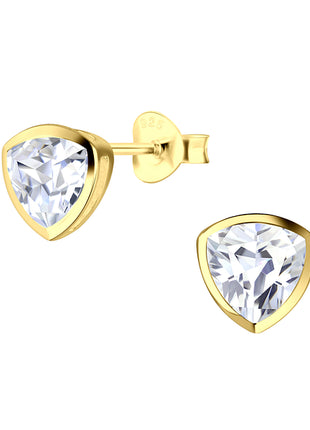 6mm Trillion Cubic Zirconia Sterling Silver Ear Studs