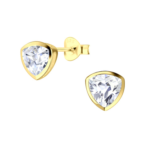 6mm Trillion Cubic Zirconia Sterling Silver Ear Studs