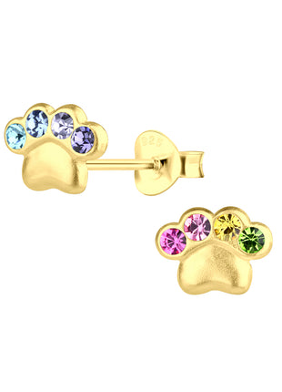 Sterling Silver Paw Print Ear Studs