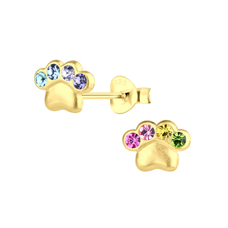 Sterling Silver Paw Print Ear Studs