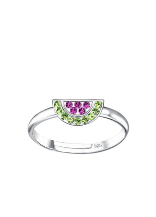 Sterling Silver Watermelon Adjustable Ring