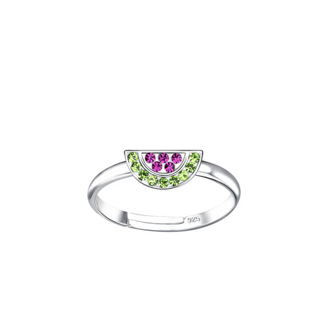 Sterling Silver Watermelon Adjustable Ring