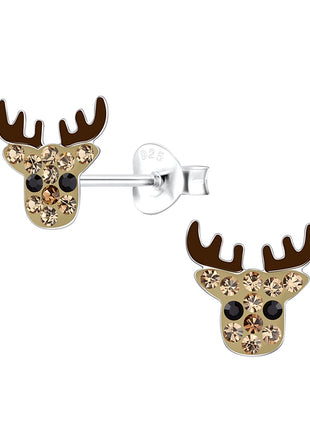Sterling Silver Reindeer Ear Studs
