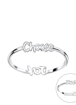 Sterling Silver Double Sided Choose and Joy Ring