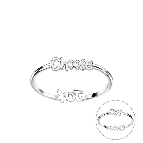 Sterling Silver Double Sided Choose and Joy Ring
