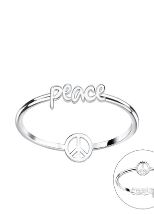 Sterling Silver Double Sided Peace Sign Ring