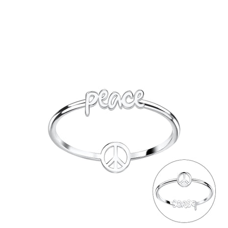 Sterling Silver Double Sided Peace Sign Ring