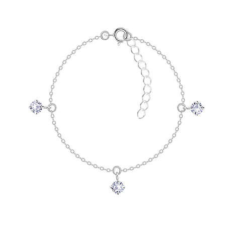 4mm Round Cubic Zirconia Sterling Silver Bracelet