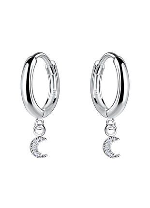 Sterling Silver Moon Huggie Earrings