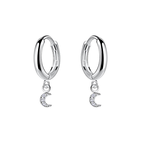 Sterling Silver Moon Huggie Earrings