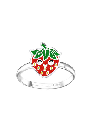 Sterling Silver Strawberry Adjustable Ring