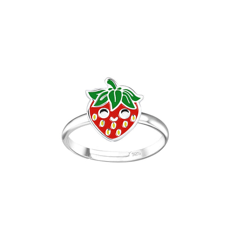 Sterling Silver Strawberry Adjustable Ring