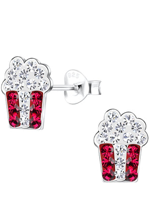 Sterling Silver Popcorn Bucket Ear Studs