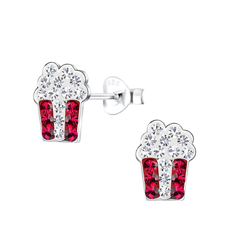 Sterling Silver Popcorn Bucket Ear Studs