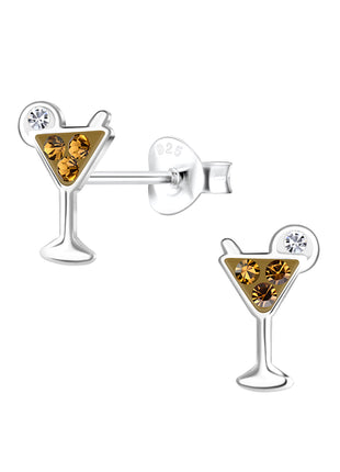 Sterling Silver Cocktail Glass Ear Studs