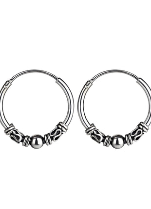 16mm Sterling Silver Bali Ear Hoops
