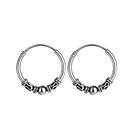 16mm Sterling Silver Bali Ear Hoops