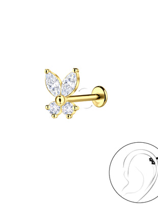 Sterling Silver Butterfly with Titanium Labret