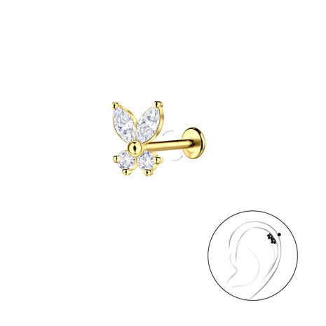 Sterling Silver Butterfly with Titanium Labret