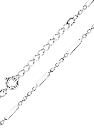 35cm Sterling Silver Cable Bar Choker Necklace With Extension