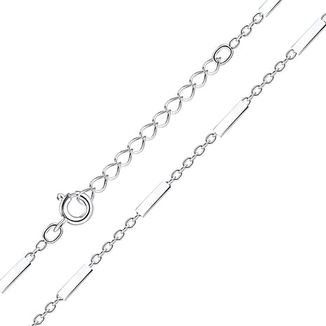 35cm Sterling Silver Cable Bar Choker Necklace With Extension