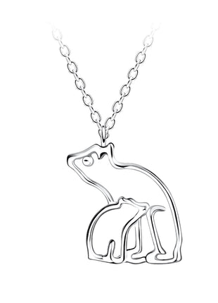 Sterling Silver Mom and Baby Bear Necklace