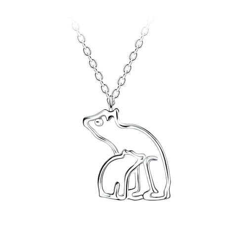 Sterling Silver Mom and Baby Bear Necklace