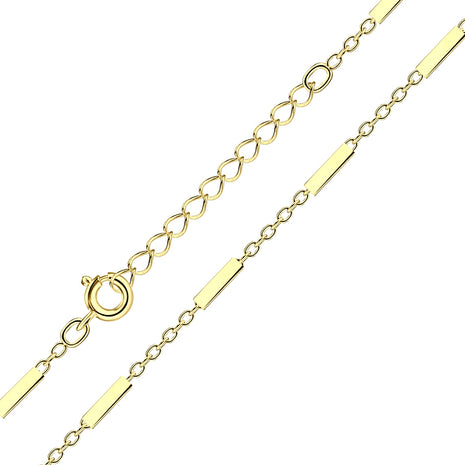 35cm Sterling Silver Cable Bar Choker Necklace With Extension
