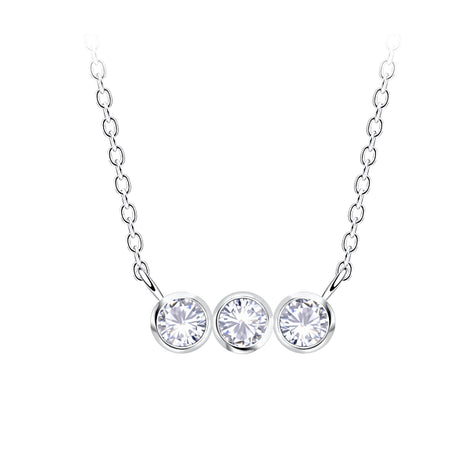 Sterling Silver Three Stones Necklace