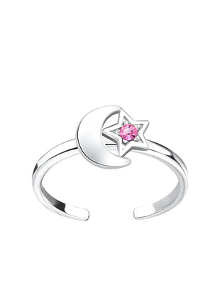 Sterling Silver Moon and Star Toe Ring