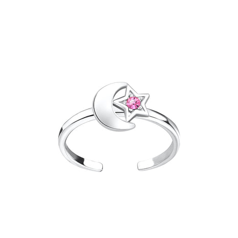Sterling Silver Moon and Star Toe Ring