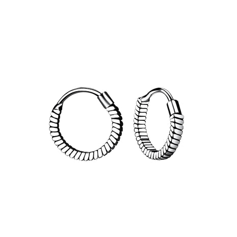 10mm Sterling Silver Bali Ear Hoops
