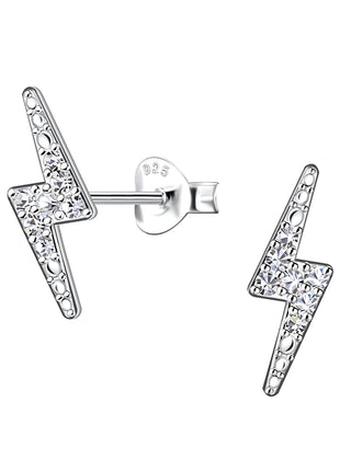 Sterling Silver Thunder Bolt Ear Studs