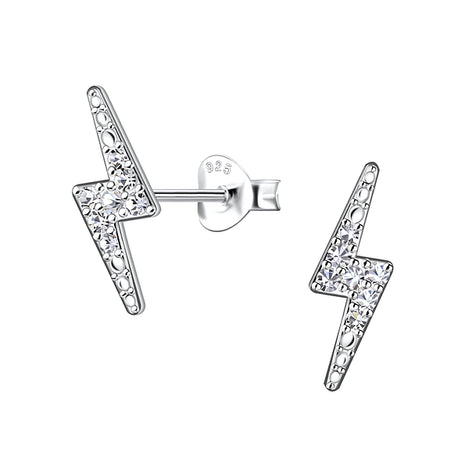 Sterling Silver Thunder Bolt Ear Studs