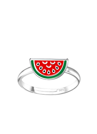Sterling Silver Watermelon Adjustable Ring