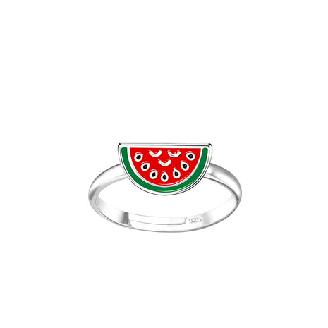Sterling Silver Watermelon Adjustable Ring