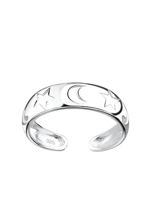 Sterling Silver Moon and Star Toe Ring