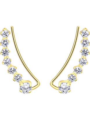 Sterling Silver Curved Line Cubic Zirconia Ear Climbers