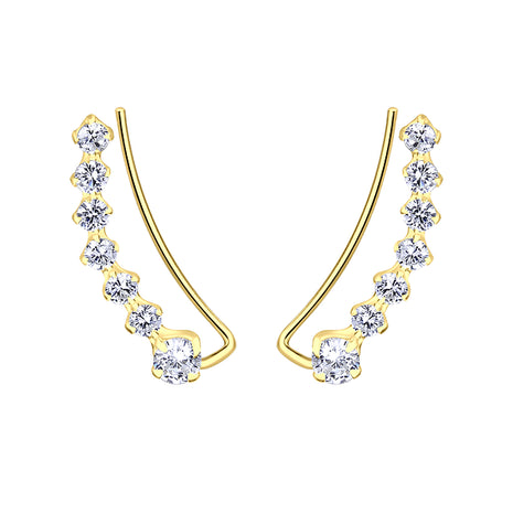 Sterling Silver Curved Line Cubic Zirconia Ear Climbers