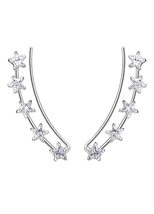 3mm Star Cubic Sterling Silver Zirconia Ear Climbers