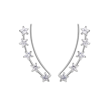 3mm Star Cubic Sterling Silver Zirconia Ear Climbers