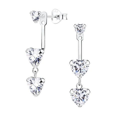 Sterling Silver Triple Heart Ear Jacket