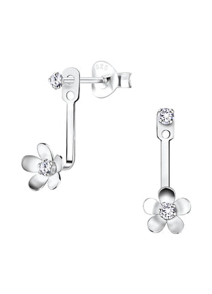 Sterling Silver Flower Ear Jacket