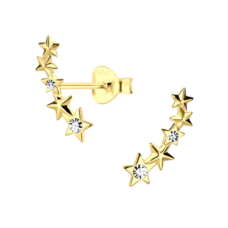Sterling Silver Star Crystal Ear Studs
