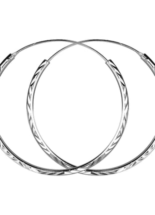40mm Sterling Silver Diamond Cut Ear Hoops
