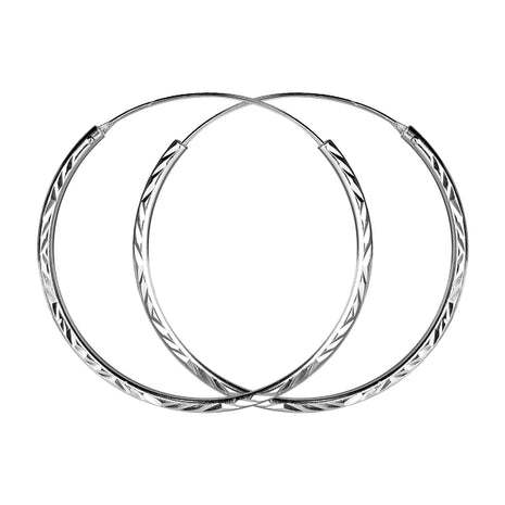 40mm Sterling Silver Diamond Cut Ear Hoops