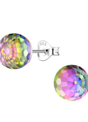 8mm Disco Ball Sterling Silver Ear Studs