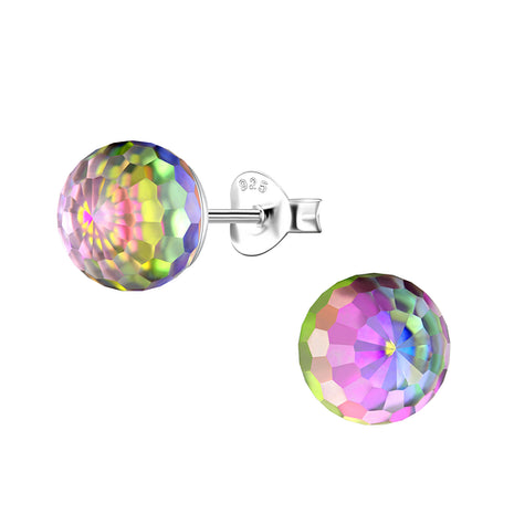 8mm Disco Ball Sterling Silver Ear Studs
